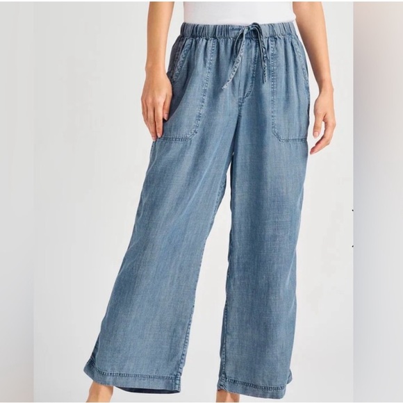 Splendid Chambray Casual Wide-Leg cropped Pants - Picture 1 of 13